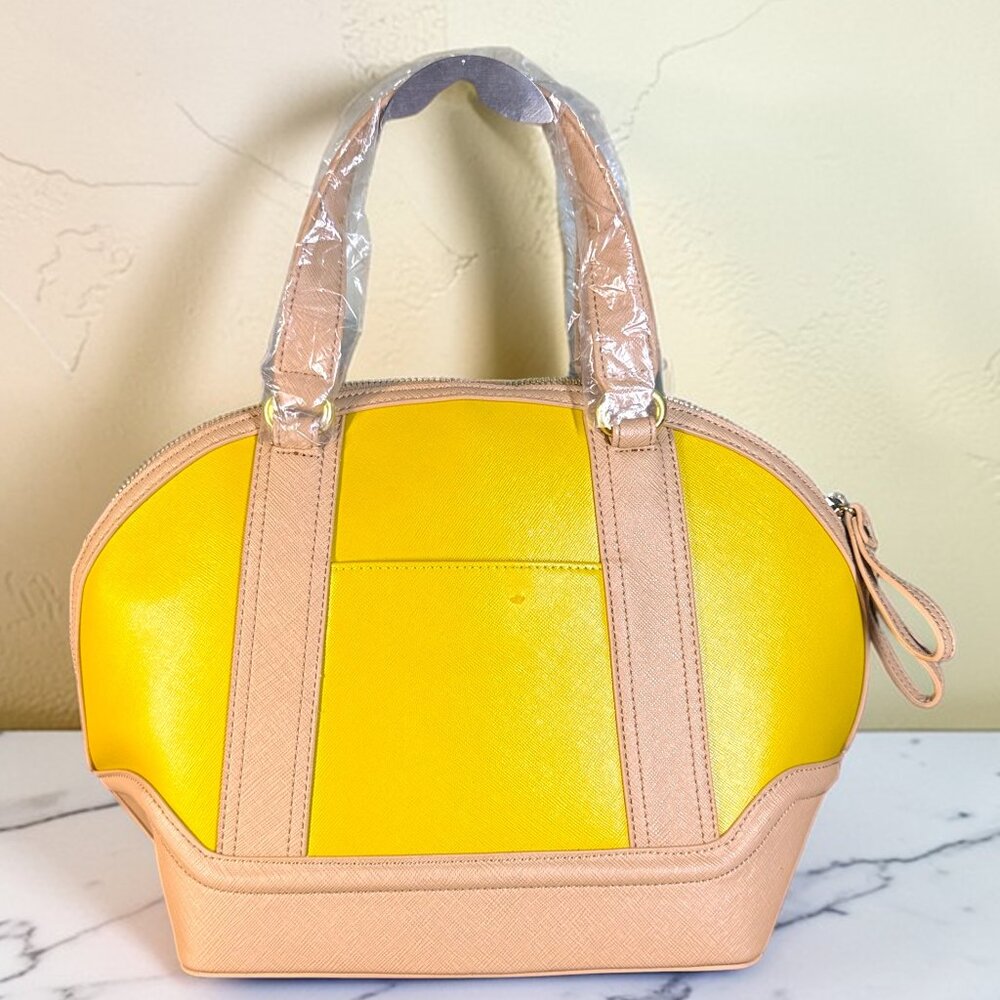 Sharif 1827 Vegan Leather Two-Toned Bowler Satchel Bag with Matching Pouch- New - Picture 8 of 16